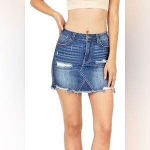 Wax Jeans Distressed Denim Skirt Small